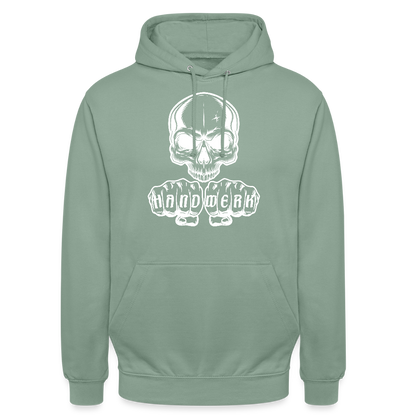 Unisex Hoodie "Skull-Handwerk" Graugrün Unisex Hoodie