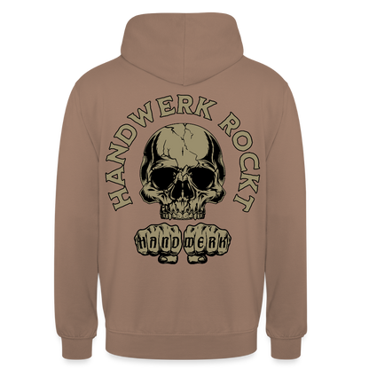 Unisex Hoodie "Handwerk-Rockt" (beidseitig bedruckt) - Mokka