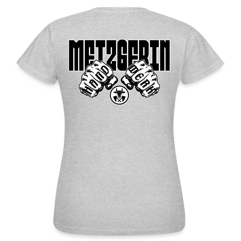 Frauen T-Shirt "Metzgerin" (beidseitig bedruckt) Grau meliert Frauen T-Shirt