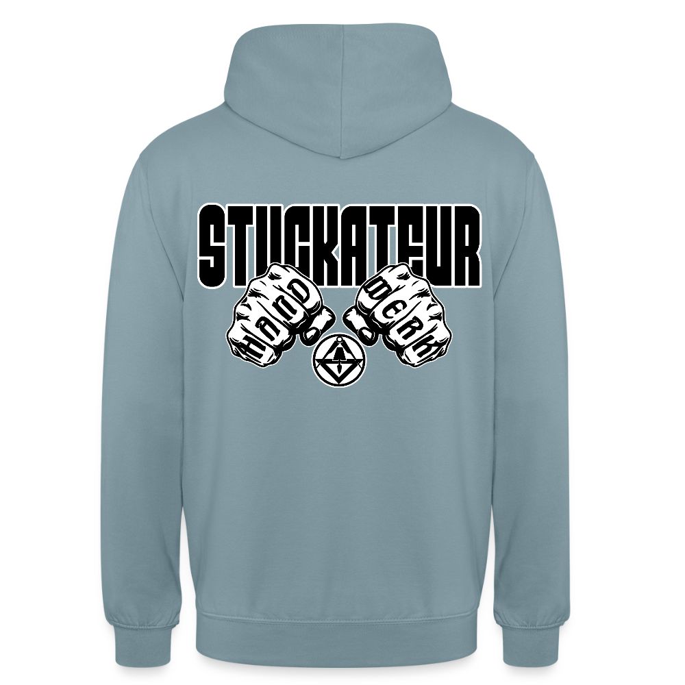 Unisex Hoodie "Stuckateur" (beidseitig bedruckt) Nebelblau Unisex Hoodie