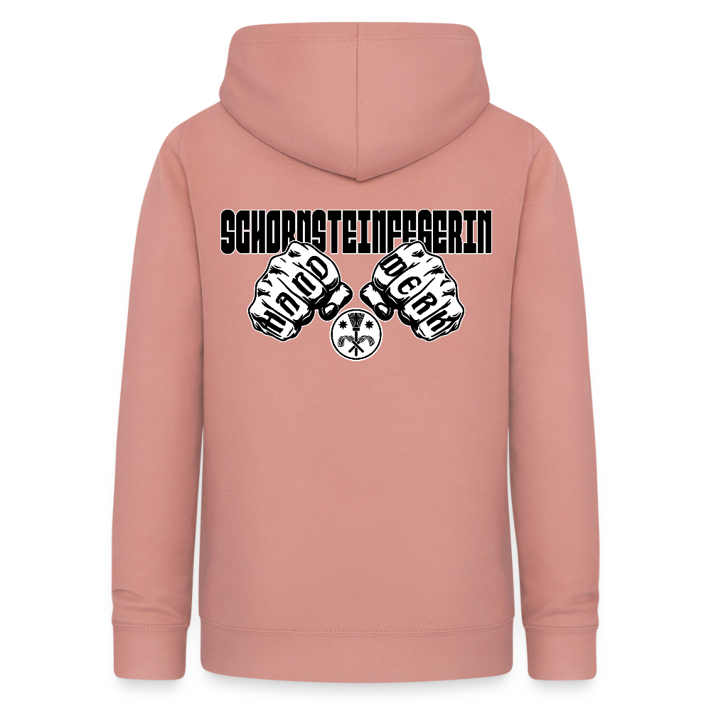 Frauen Hoodie "Schornsteinfegerin" (beidseitig beruckt) Altrosa Frauen Hoodie