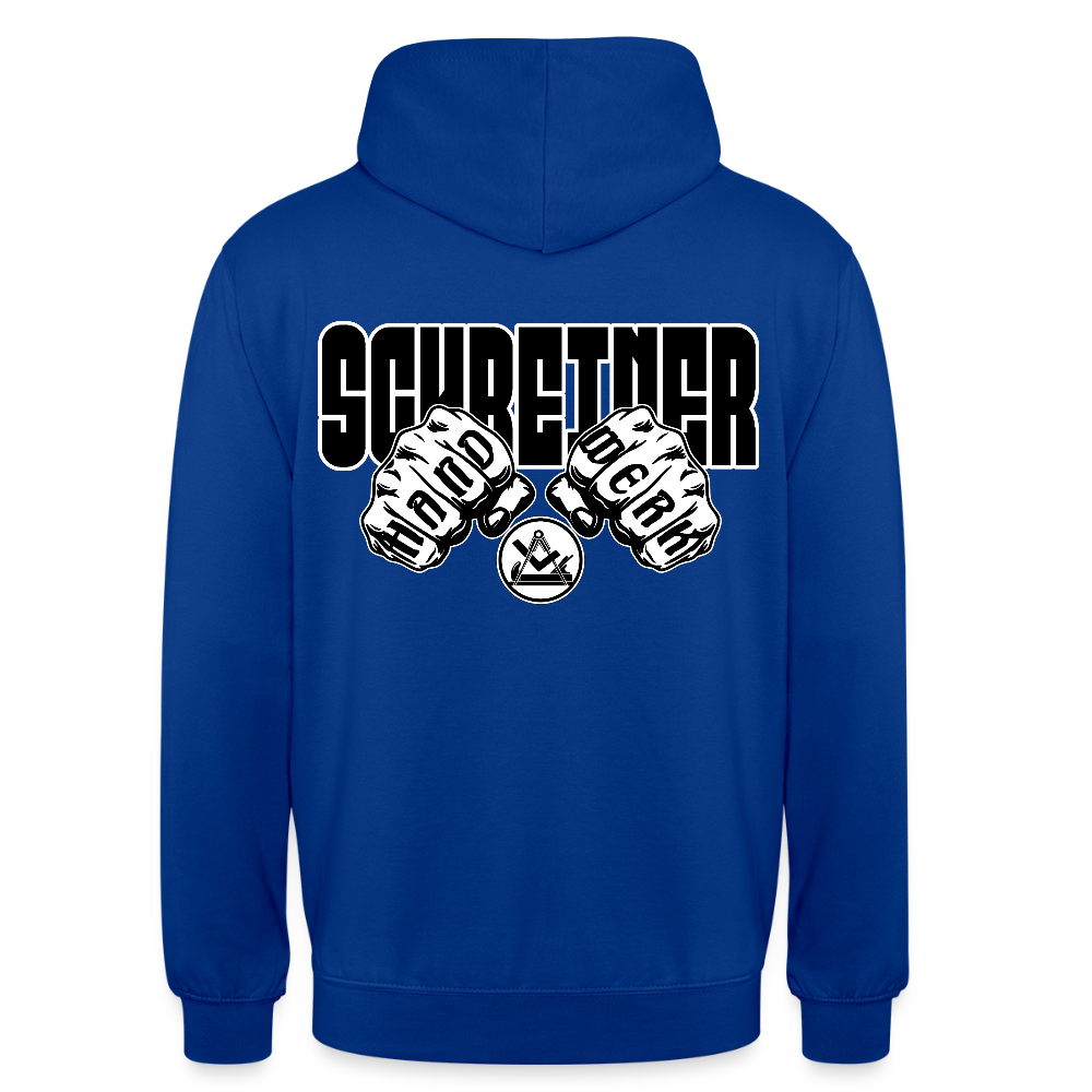 Unisex Hoodie "Schreiner" (beidseitig bedruckt) Royalblau Unisex Hoodie