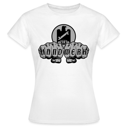 Frauen T-Shirt "KFZ-Mechaniker"-Power von Spreadconnect, schwarzes Shirt mit Mechaniker-Design, bequem und stylisch für Frauen.