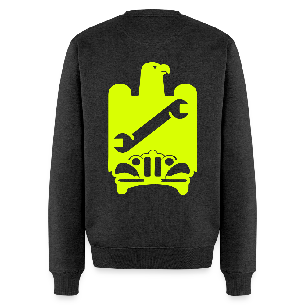 Unisex Premium Pullover "KFZ-Mechaniker" neongelb Anthrazit meliert Männer Premium Pullover