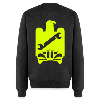 Unisex Premium Pullover "KFZ-Mechaniker" neongelb Anthrazit meliert Männer Premium Pullover