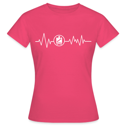 Frauen T-Shirt "KFZ-Mechaniker" mit Herzschlag-Design von Spreadconnect, weiße Baumwollbluse mit Druck auf der Vorderseite
