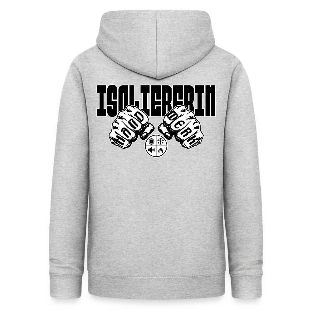 Frauen Hoodie "Isoliererin" (beidseitig beruckt) Hellgrau meliert Frauen Hoodie
