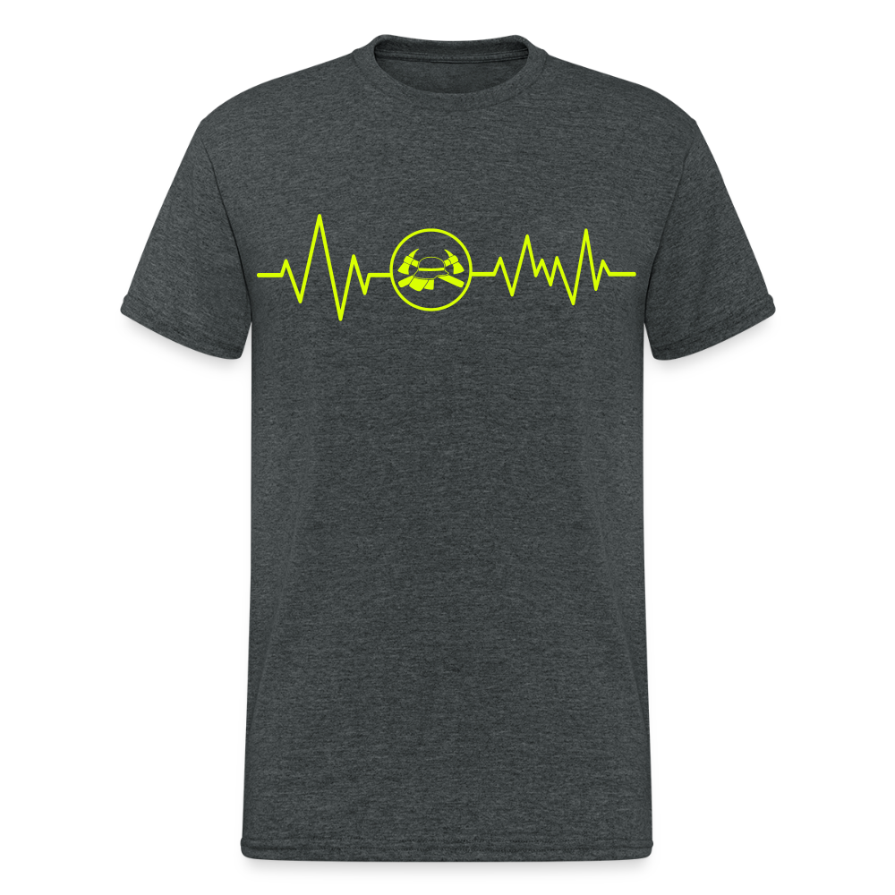 Unisex T-Shirt "Feuerwehr 5" Dunkelgrau meliert Männer Gildan Heavy T-Shirt