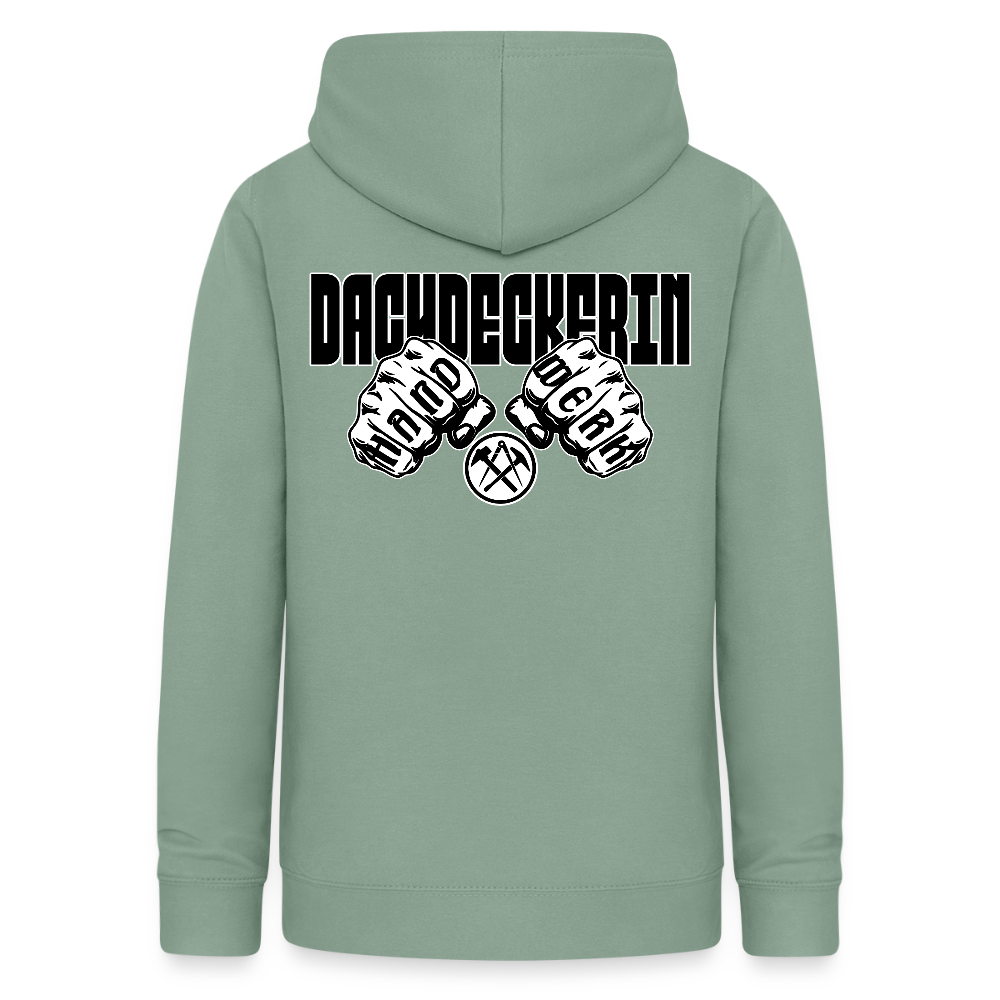Frauen Hoodie "Dachdeckerin" (beidseitig beruckt) Graugrün Frauen Hoodie