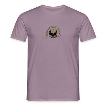 Unisex T-Shirt "Handwerk-Rockt" (beidseitig bedruckt) - Lilagrau 