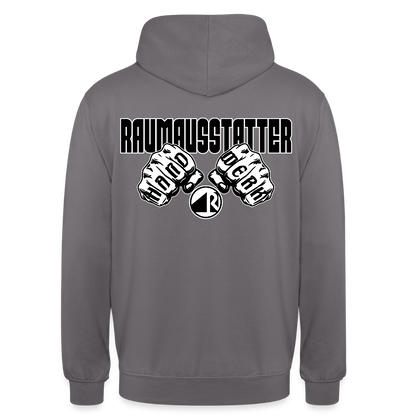 Unisex Hoodie "Raumausstatter" (beidseitig bedruckt) Mittelgrau Unisex Hoodie
