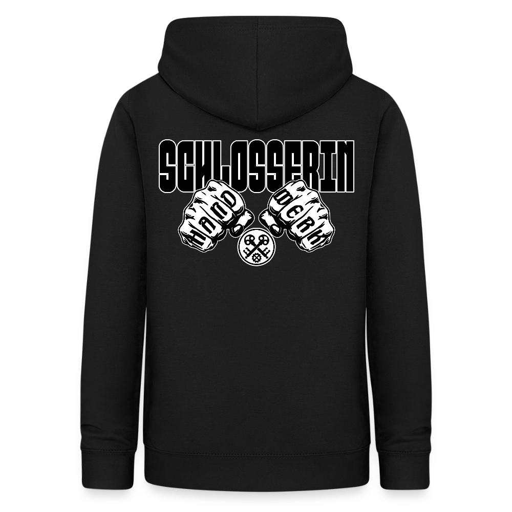 Frauen Hoodie "Schlosserin" (beidseitig beruckt) Schwarz Frauen Hoodie