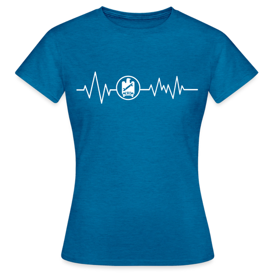Frauen T-Shirt "KFZ-Mechaniker" mit Herzschlag-Design von Spreadconnect, bequemes Baumwollshirt für Mechanikerinnen.