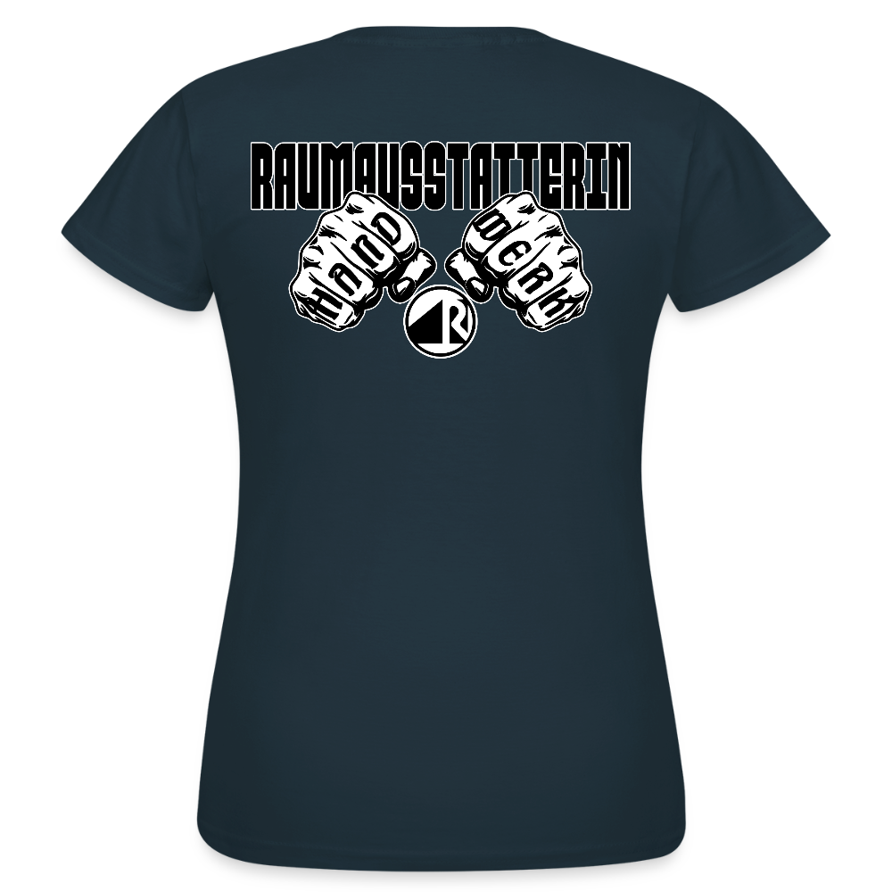 Frauen T-Shirt "Raumausstatterin" (beidseitig bedruckt) Navy Frauen T-Shirt