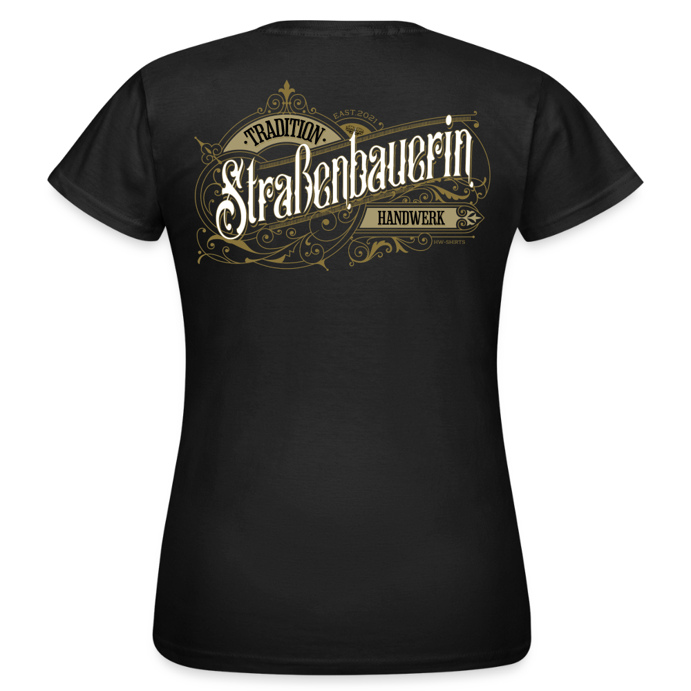 Frauen T-Shirt "Strassenbauerin" von Spreadconnect mit nostalgischem Druck, bequemes Baumwollshirt für Frauen, frontale Ansicht