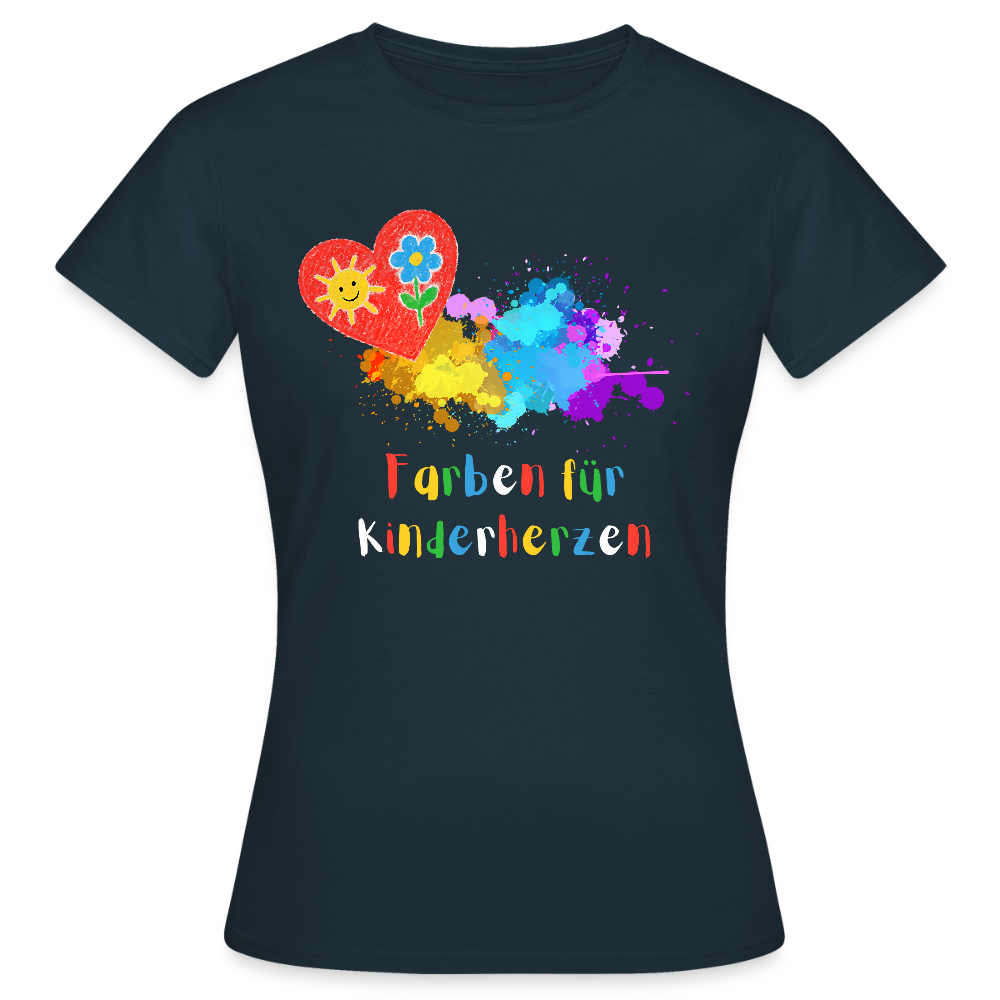 Frauen T-Shirt "Farben für Kinderherzen" Navy Frauen T-Shirt