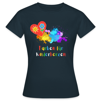 Frauen T-Shirt "Farben für Kinderherzen" Navy Frauen T-Shirt