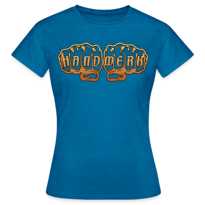 Frauen T-Shirt "Handwerk" Antikblaues Saphir meliert Frauen T-Shirt