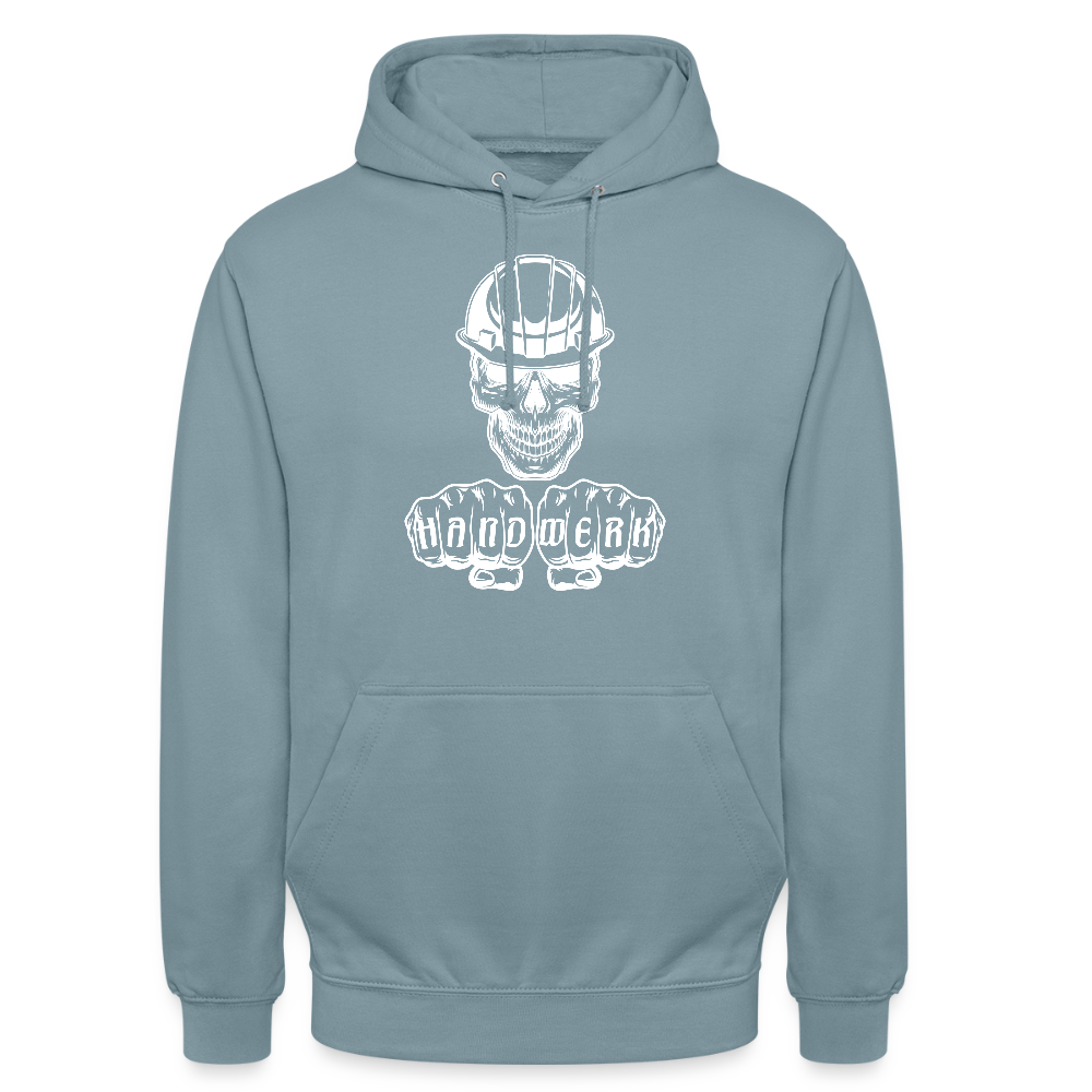 Unisex Hoodie "Skull-Helm-Handwerk" Nebelblau Unisex Hoodie