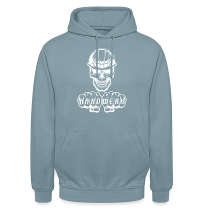 Unisex Hoodie "Skull-Helm-Handwerk" Nebelblau Unisex Hoodie