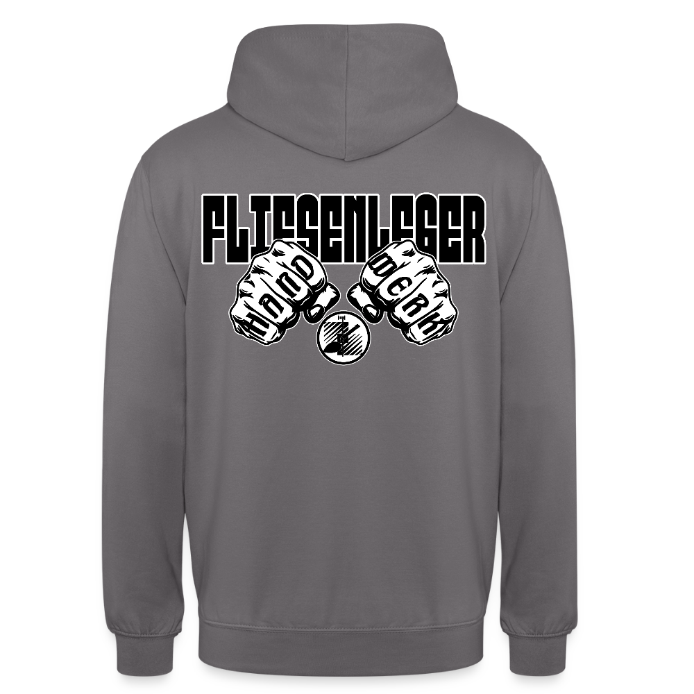 Unisex Hoodie "Fliesenleger" (beidseitig bedruckt) Mittelgrau Unisex Hoodie