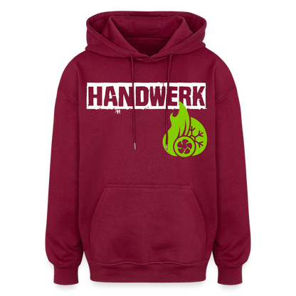 Oversized Unisex Hoodie "Klimatechniker" Burgunderrot Oversized Unisex Hoodie