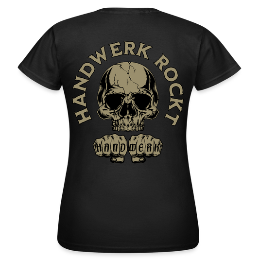 Frauen T-Shirt "Handwerk-Rockt" (beidseitig bedruckt) - Schwarz