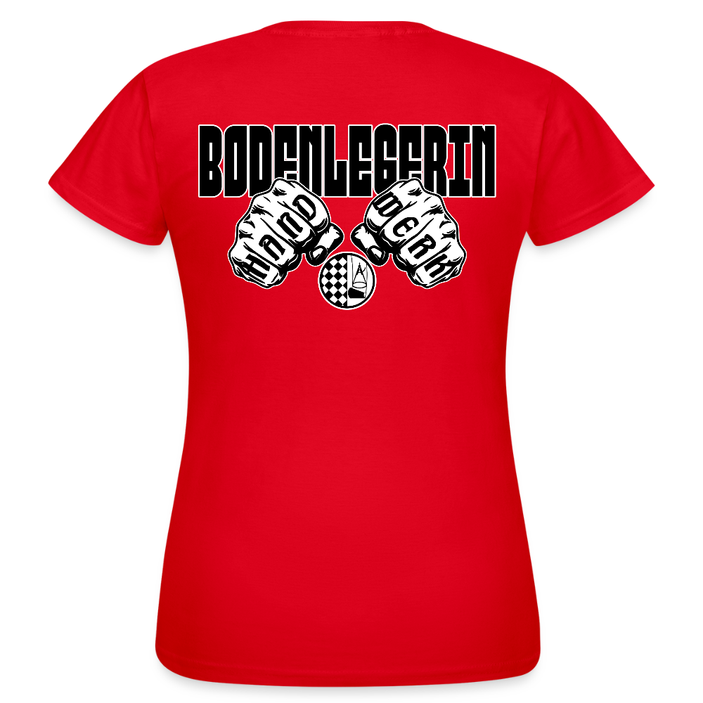 Frauen T-Shirt "Bodenlegerin" (beidseitig bedruckt) Rot Frauen T-Shirt