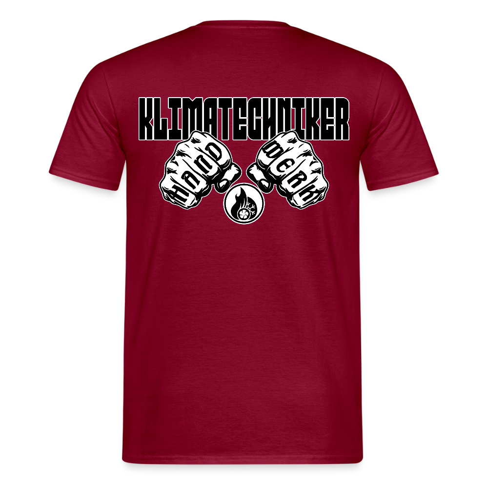 Unisex T-Shirt "Klimatechniker" (beidseitig bedruckt) Ziegelrot Männer T-Shirt