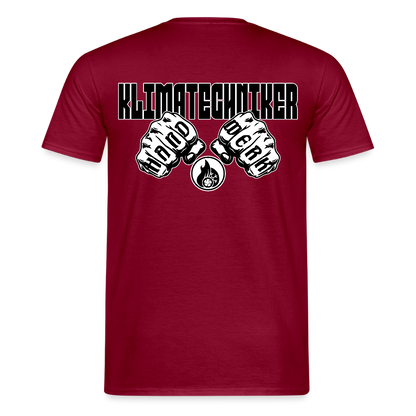 Unisex T-Shirt "Klimatechniker" (beidseitig bedruckt) Ziegelrot Männer T-Shirt