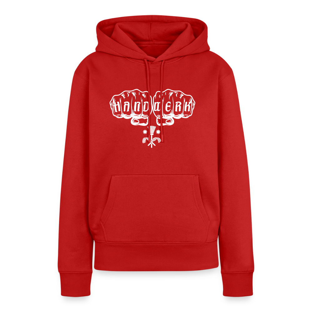 Frauen Premium Hoodie "Schornsteinfeger" von Spreadconnect, bequemer schwarzer Pullover mit Schornsteinfeger-Design auf der Vorderseite