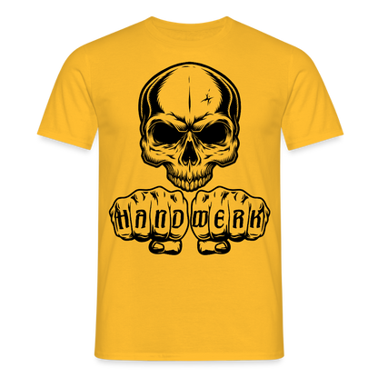 Unisex T-Shirt "Skull-Handwerk" Gelb Männer T-Shirt