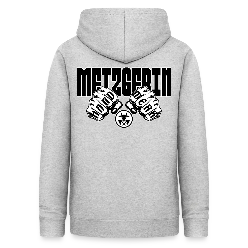 Frauen Hoodie "Metzgerin" (beidseitig beruckt) Hellgrau meliert Frauen Hoodie
