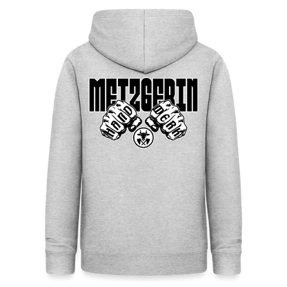 Frauen Hoodie "Metzgerin" (beidseitig beruckt) Hellgrau meliert Frauen Hoodie