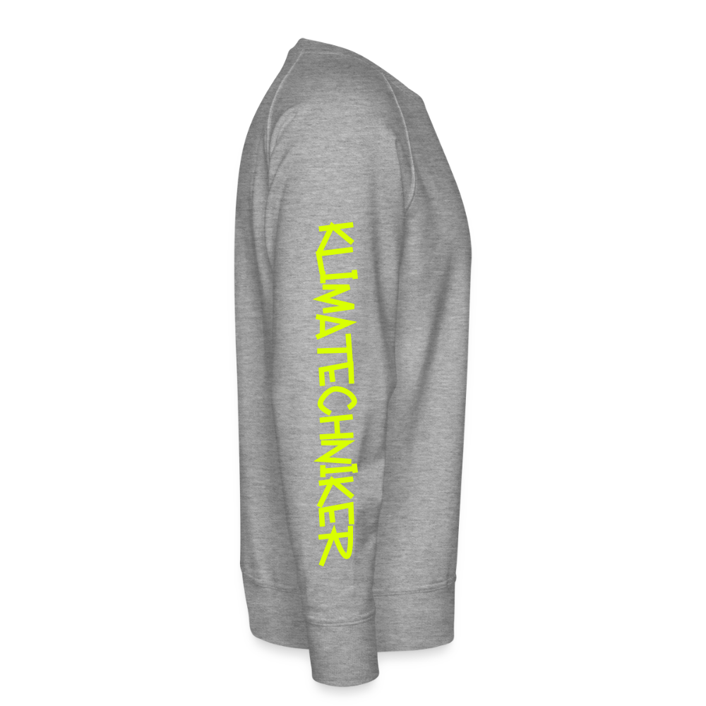 Unisex Premium Pullover "Klimatechniker" neongelb - Grau meliert