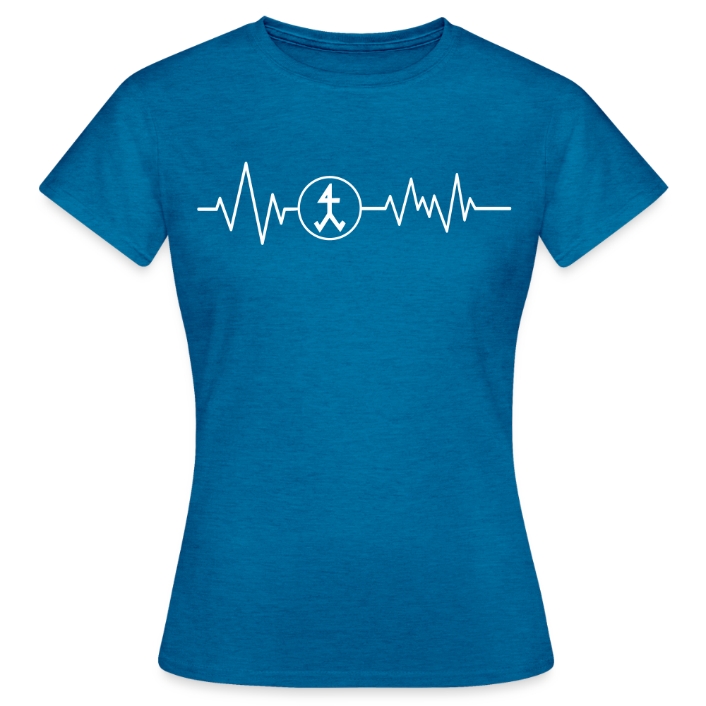 Frauen T-Shirt "Steinmetz" Antikblaues Saphir meliert Frauen T-Shirt