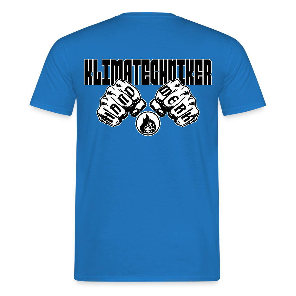 Unisex T-Shirt "Klimatechniker" (beidseitig bedruckt) Royalblau Männer T-Shirt