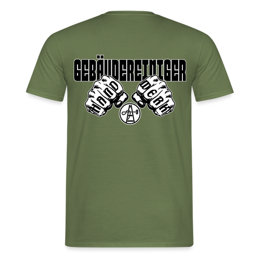 Unisex T-Shirt "Gebäudereiniger" (beidseitig bedruckt) - Militärgrün