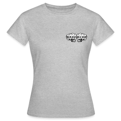 Frauen T-Shirt "Gerüstbauerin" (beidseitig bedruckt) - Grau meliert