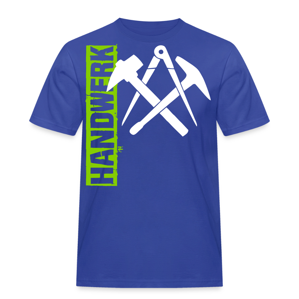 Unisex Workwear T-Shirt "Dachdecker" Royalblau Männer Workwear T-Shirt