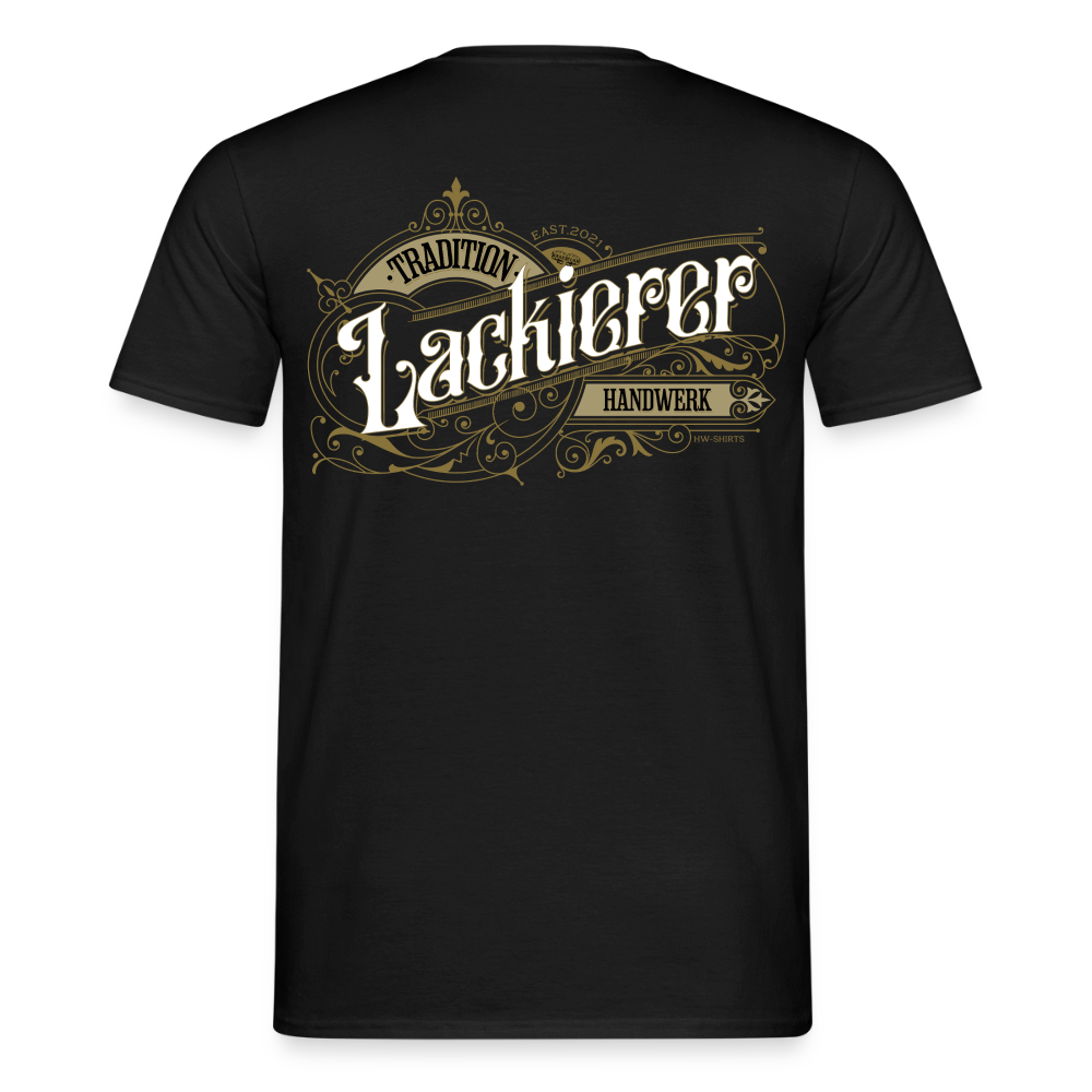 Unisex T-Shirt "Lackierer"-Nostalgie von Spreadconnect, Männer T-Shirt mit nostalgischem Druck auf weißem Stoff.