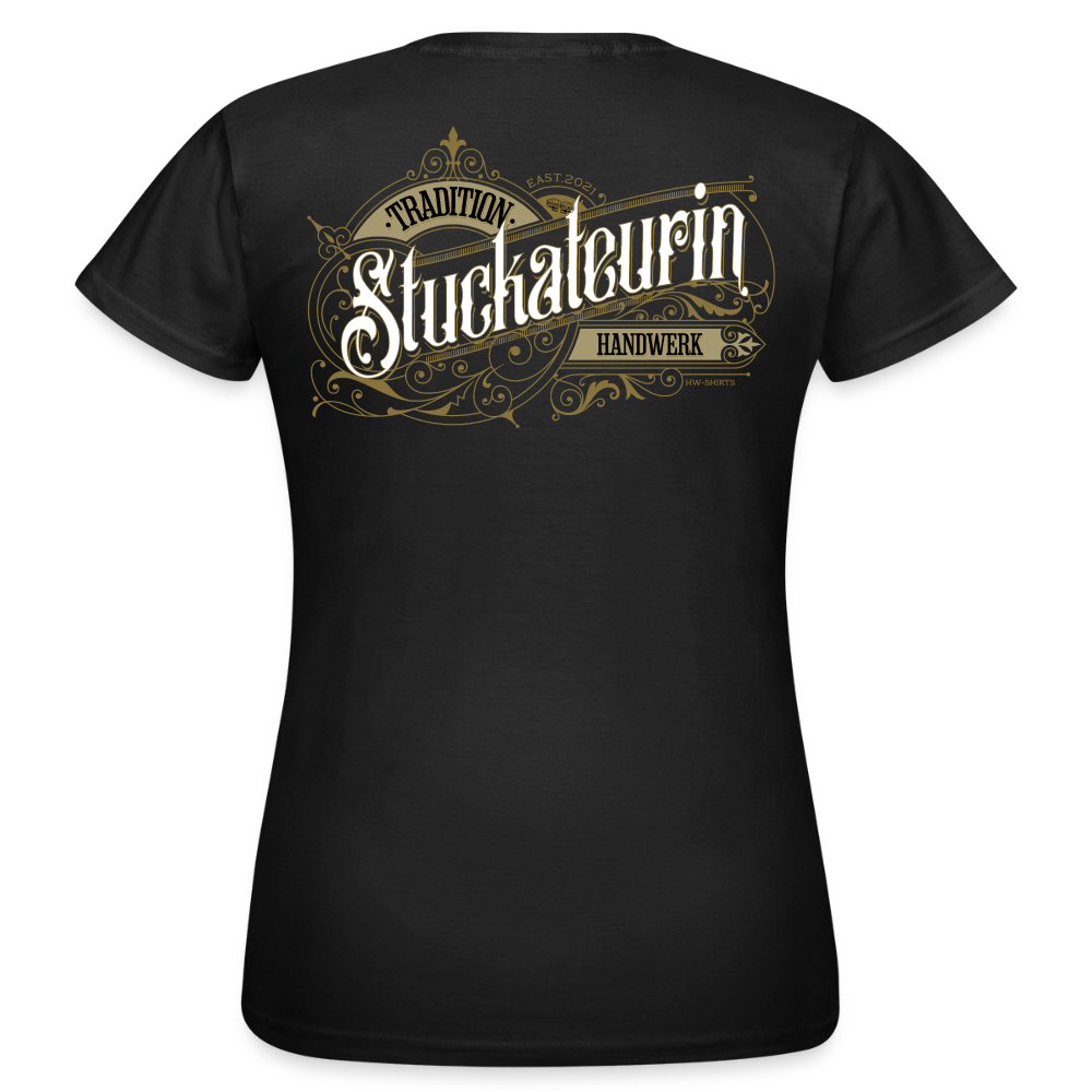 Frauen T-Shirt "Stuckateurin" von Spreadconnect mit nostalgischem Design, weiches Baumwollmaterial, passgenau und bequem.
