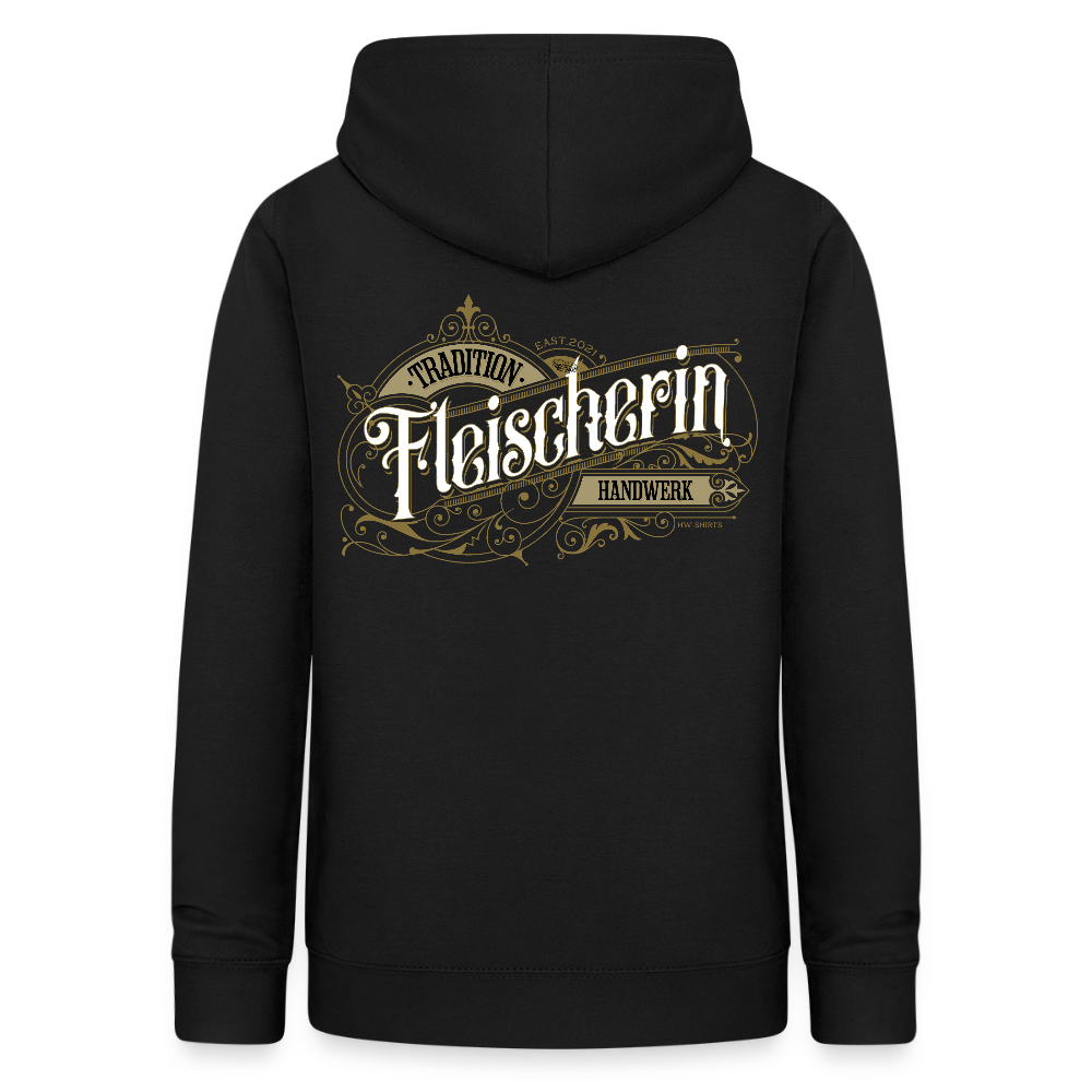 Frauen Hoodie "Fleischerin" Nostalgie Handwerk Schwarz Frauen Hoodie