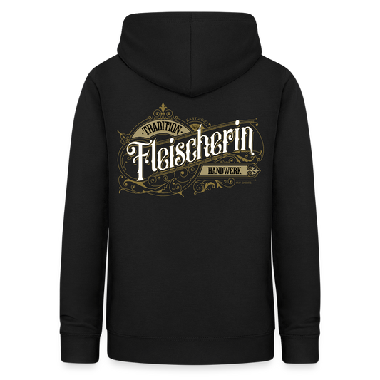 Frauen Hoodie "Fleischerin" Nostalgie Handwerk Schwarz Frauen Hoodie
