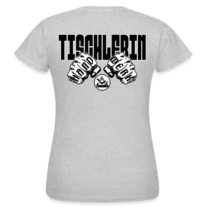 Frauen T-Shirt "Tischlerin" (beidseitig bedruckt) Grau meliert Frauen T-Shirt