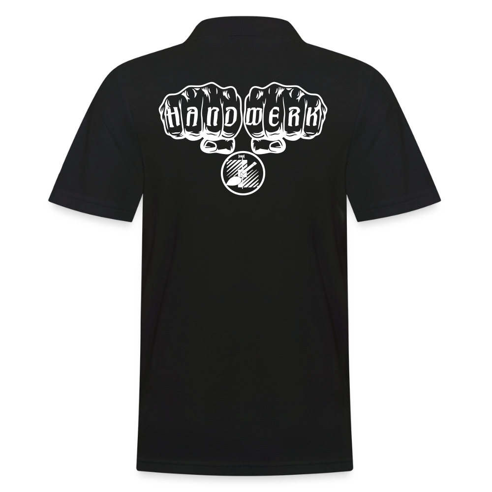 Männer Poloshirt "Fliesenleger" (hinten bedruckt) Schwarz Männer Poloshirt