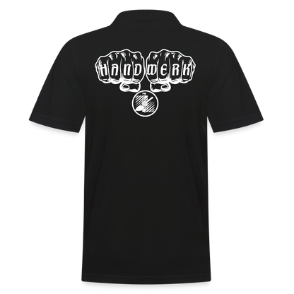 Männer Poloshirt "Fliesenleger" (hinten bedruckt) Schwarz Männer Poloshirt