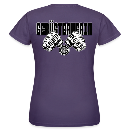 Frauen T-Shirt "Gerüstbauerin" (beidseitig bedruckt) - Dunkellila