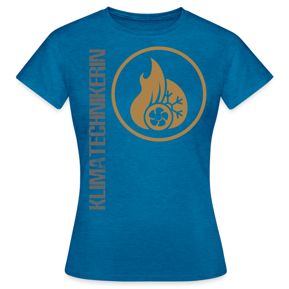 Frauen T-Shirt "Klimatechnikerin" Antikblaues Saphir meliert Frauen T-Shirt