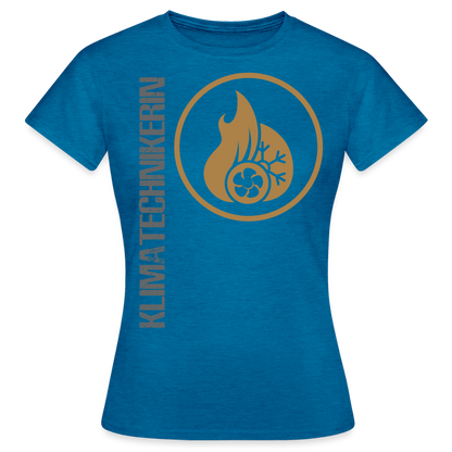 Frauen T-Shirt "Klimatechnikerin" Antikblaues Saphir meliert Frauen T-Shirt
